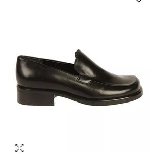 Franco Sarto Womens 9 W Bocca Flex Loafer Slip On Black Leather Block Heel Y2K